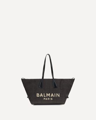Balmain Track Shoulder Bag in leather and raffia Female UNI