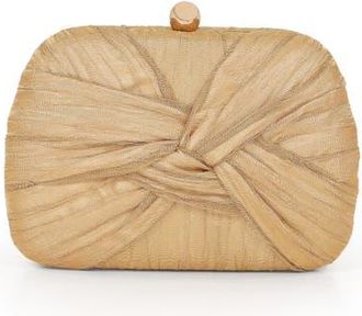 Badgley Mischka Jasmine Gold Lame Twist Minaudiere at Nordstrom, Size Small