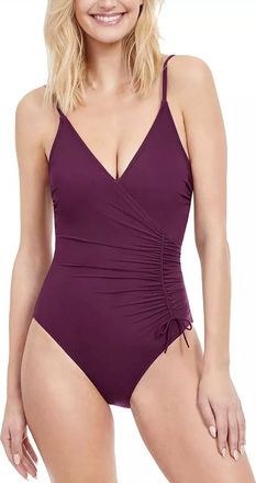 Gottex Dolce Vita V-Neck Surplice One Piece Swimwear In Plum