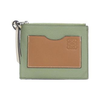 Loewe Green Leather Coin Purse/Coin Case (Pre-Owned)