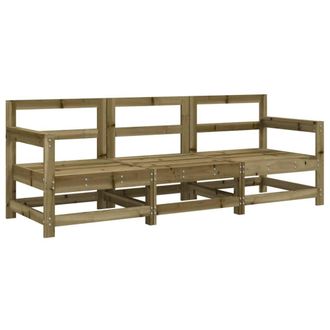 Berkfield Home 3 Piece Garden Lounge Set Impregnated Wood Pine in Brown