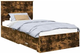 vidaXL Estructura De Cama Con Cabecera Roble Ahumado 100 X 200 Cm Vidaxl