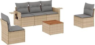 vidaXL Vidaxl - Juego De Sof&aacute;s Jard&iacute;n Con Cojines Beige Mezcla 6 Pzas Rat&aacute;n Pe