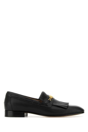 Valentino Garavani Black Leather V Logo Signature Loafers