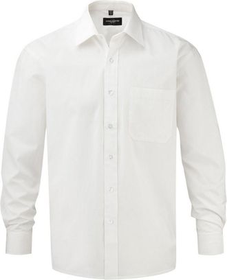Russell Athletic Russell Collection Heren Popeline Overhemd Met Lange Mouwen (Wit)