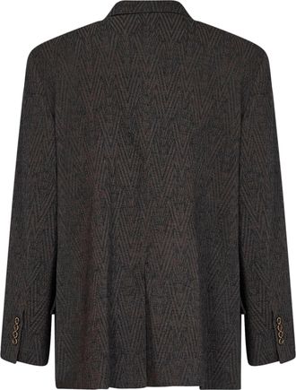 Uma Wang Mens Blazer Java Chevron Stretch Wool Brown Virgin Jacket