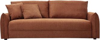 Miliboo Sof&aacute; De 3 Plazas En Tela Efecto Terciopelo Texturizado Tierra Quemada Pio