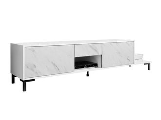 Mirjan24 Mueble Tv Charlotte 157, Blanco + M&aacute;rmol Blanco, N&uacute;mero De Puertas: 3, N&uacute;mero De Cajones: 0, 195x48x40cm