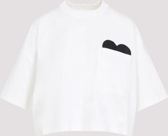 Bottega Veneta White Jersey Cropped Heart T-shirt