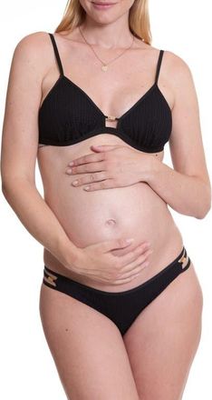 Cache Coeur Milos Triangle Maternity Bikini in Black at Nordstrom, Size Large