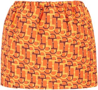 Gucci Bedrukte katoenen minirok - Dames - Rokken - Oranje - Maat: S Katoen