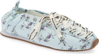Ganni Sporty Lace-Up Ballerina Flat in Iced Aqua at Nordstrom, Size 12Us