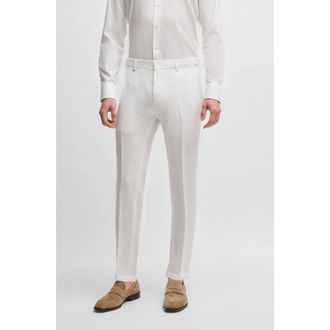 HUGO BOSS Heren, Broeken, Wit, Maat: 2XL Linnen