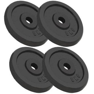 Trade Shop Set Di 4 Dischi Per Pesi Manubri Da 5 Kg In Ghisa Bilanciere f 30mm Colore Nero - - Trade Shop Traesio