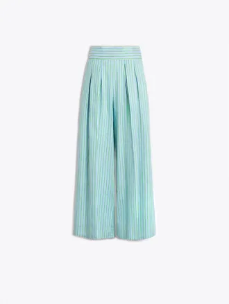 Vilagallo Womens Striped Pleated Trouser In Verde