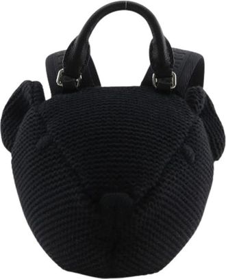 Burberry Pre-owned Cotton Backpack - Bear Plush - Dames - Vintage Rugzakken - Zwart - ONE Size - Katoen - Vintage