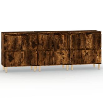 Berkfield Home Sideboards 3 pcs Smoked Oak 60x35x70 cm Engineered Wood in Brown | Size: 60 x 35 x 70 cm