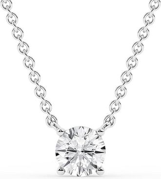 Grown Brilliance 2 Carat Round Lab Grown Solitaire Diamond Necklace in Sterling Silver, 18 Cable Chain, Lobster Clasp, G Color, SI Clarity
