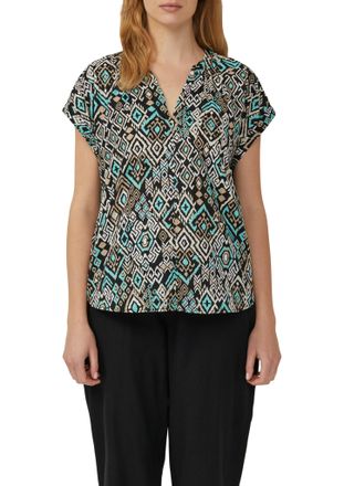 s.Oliver Klassische Bluse S.OLIVER, Damen, Gr. 34, schwarz, Web, Obermaterial: 100% Baumwolle, bedruckt, regular fit taillenbedeckt, Rundhals, Blusen Klassisch