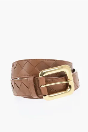 Bottega Veneta Cintura In Pelle Intrecciata con Fibbia Effetto Dorata 40mm taglia 70