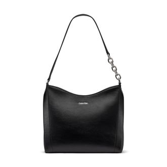 Calvin Klein womens Nova Chain Hobo Shoulder Bag, Black/Silver Solid, One size