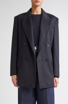 Max Mara Olimpia Double Breasted Camel Hair Blazer in Ultramarine at Nordstrom, Size 6