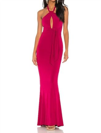 Nookie Crave Halter Gown In Ruby