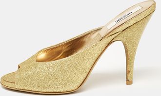 Moschino Gold Glitter Slide Sandals