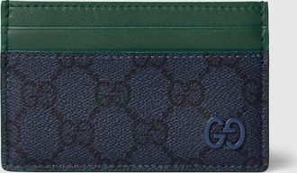 Gucci Green GG Card Case, Blue, GG Canvas