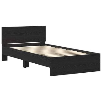 Berkfield Home Bed Frame with Headboard Black Oak 100 x 200 cm Engineered wood