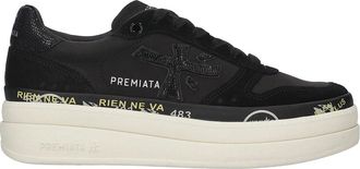 Premiata Black Modern Bold White Accent Sneakers