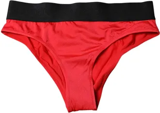 Dolce & Gabbana Womens Red Nylon Stretch Mid Waist Panty Underwear Black And Elastane Clothing
