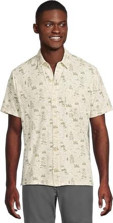 L.L.Bean L. L.Bean Lakewashed Shirt MensSailcloth Scenic Short Sleeve Button Up BUU047