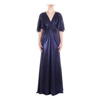 Ralph Lauren Kleedjes - Dames - Avondkleed - Blauw - M - Polyester - Kleedjes