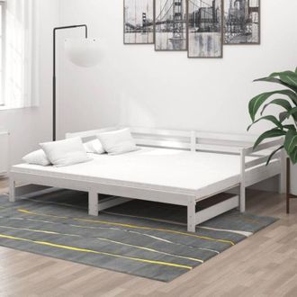 Les Tendances Sof&aacute; Cama Extra&iacute;ble Madera Maciza De Pino Blanco 2x(90x200) Cm Vidaxl