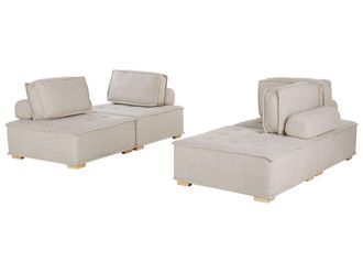 Beliani Beliani - Divano Modulare 4 Posti In Poliestere E Tessuto Beige Tibro