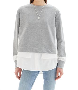 Chrldr Melissa Mixed Media Sweatshirt In Heather Grey