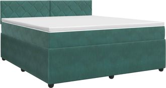 vidaXL Cama Box Spring Con Colch&oacute;n Verde Oscuro 140 X 190 Cm Vidaxl