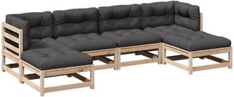 vidaXL Juego De Sof&aacute;s De Jard&iacute;n 6 Pzas Con Cojines Madera Maciza Pino Vidaxl