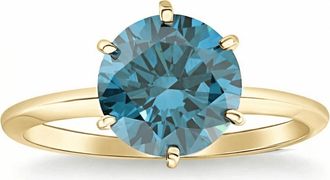 Pompeii3 2Ct Blue Diamond Solitaire Engagement Ring in 14k White or Yellow Gold Lab Grown