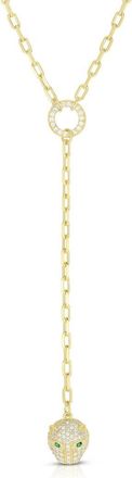 Sphera Milano Pav&eacute; Cubic Zirconia Panther Y-Necklace in Gold at Nordstrom Rack