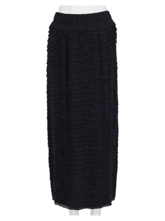 Alysi Blue Ruffled Layered Viscose Knee-Length Skirt