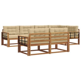 vidaXL Conjunto De Sof&aacute;s De Exterior Con Coj&iacute;n 7 Pcs Natural Y Beige Vidaxl