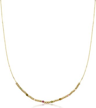 RS Pure by Ross-Simons Multicolored Tourmaline Bead Necklace in 14kt Yellow Gold