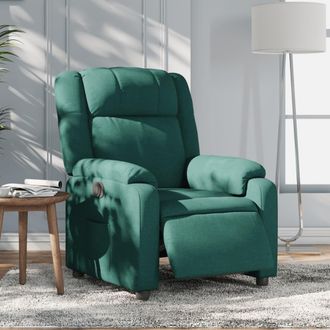 vidaXL Sill&oacute;n Reclinable El&eacute;ctrico Tela Verde Oscuro Vidaxl