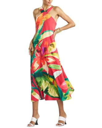 Natori Mallorca Printed Silk Halter Dress