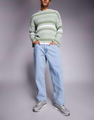 Aape By A Bathing Ape Aape by A Bathing Ape - Jeans ampi in denim blu chiaro con ricamo sulla gamba
