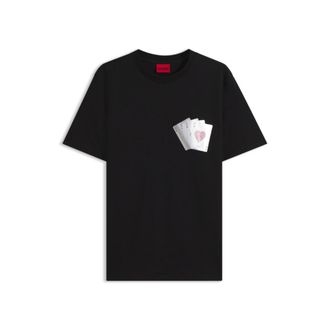 HUGO BOSS Cotton T-shirt with playing-card foil graphic