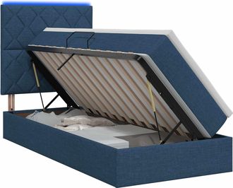 vidaXL Cama De Almacenamiento Led Con Colch&oacute;n Azul 100 X 200 Cm Tela Vidaxl