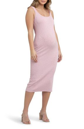 Ripe Carmen Rib Maternity Dress in Pink at Nordstrom, Size X-Small